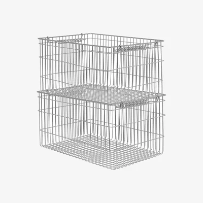 Nordic Nest Ferm Living Cala stackable basket 2-pack Stainless steel 36.2x26.2x20.2 cm