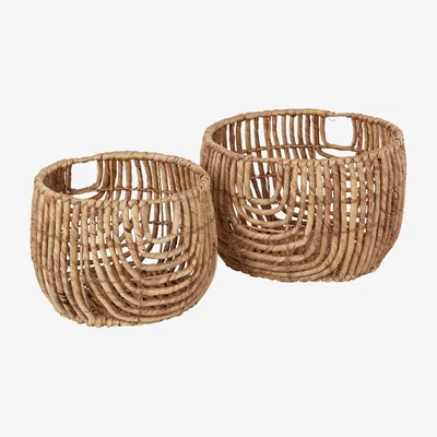 Nordic Nest Dixie Lily round open twist basket 2 pieces Natural