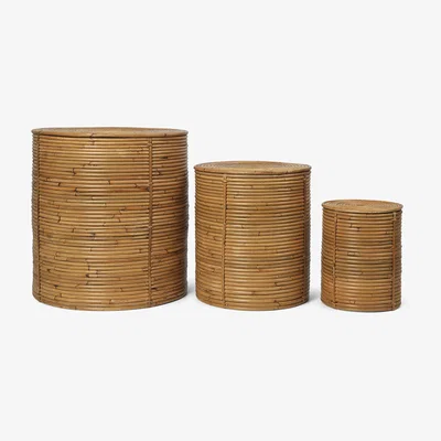 Nordic Nest ferm LIVING Column storage set 3 pieces Natural Stained