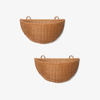 Nordic Nest Ferm Living Braided wall basket 2-pack Natural