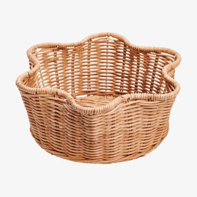 Nordic Nest Pick a Poppy Rattan Round basket Natural 23 cm