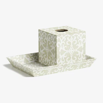 OKA OKA, Gawain Tissue Box and Tray - Natural/Off-White, Storage Boxes, Canvas/MDF Wood, Plain