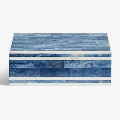OKA OKA, Afina Stripes Bone Box - Sapphire, Storage Boxes, Bone/MDF Wood