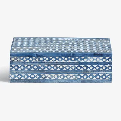 OKA OKA, Afina Dots Bone Box - Sapphire, Storage Boxes, Bone/MDF Wood/Resin