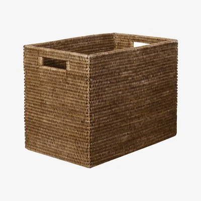 OKA OKA, Small Rattan High Delta Storage Box - Brown, Storage Boxes, Rattan