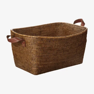 OKA OKA, Large Fairfax Rattan Basket - Brown, Storage Baskets, Rattan