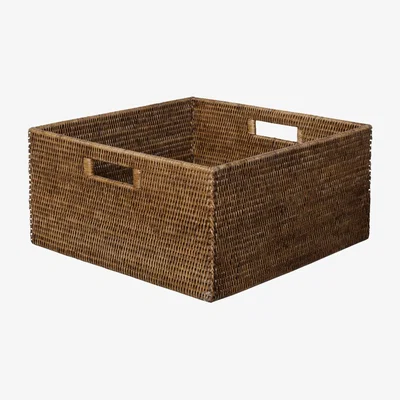 OKA OKA, Medium Rattan Delta Storage Box - Brown, Storage Boxes, Rattan