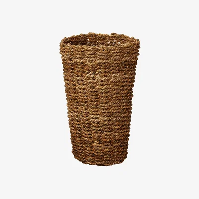 OKA OKA, Tall Anguilla Woven Basket - Natural, Storage Baskets, Banana Fiber