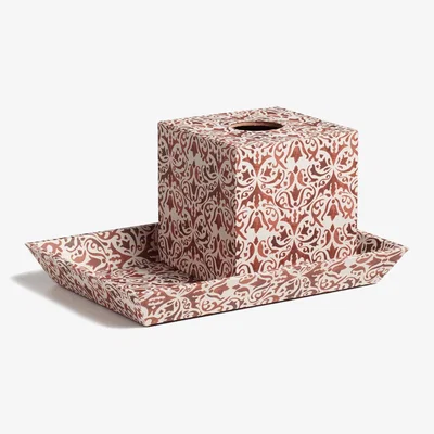 OKA OKA, Nassau Tissue Box and Tray - Washed Rust, Storage Boxes, Canvas/MDF Wood