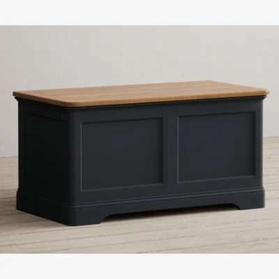 Oak&More Bridstow Oak and Blue Painted Blanket Box