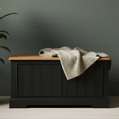 Oak&More Charlton Oak and Black Painted Blanket Box