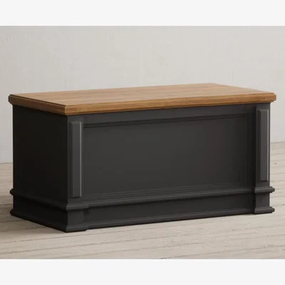 Oak&More Lawson Oak and Charcoal Grey Painted Blanket Box