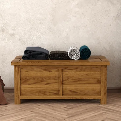 Oak&More Harrogate Rustic Solid Oak Blanket Box
