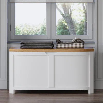 Oak&More Bradwell Oak and Signal White Painted Blanket Box