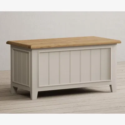 Oak&More Weymouth Oak and Soft White Painted Blanket Box