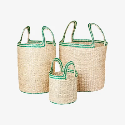 Olivia's Broste Copenhagen Set of 3 Lykke Baskets in Green