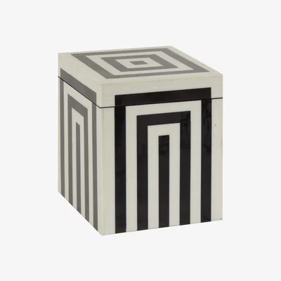 Olivia's Olivia's Donall Small Square Striped Trinket Box in Black & White