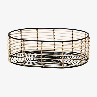 Olivia's Broste Copenhagen Large Oval Basket Black And Natural