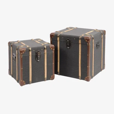 Olivia's Libra Horsham Set Of Two Wooden Trunks Grey