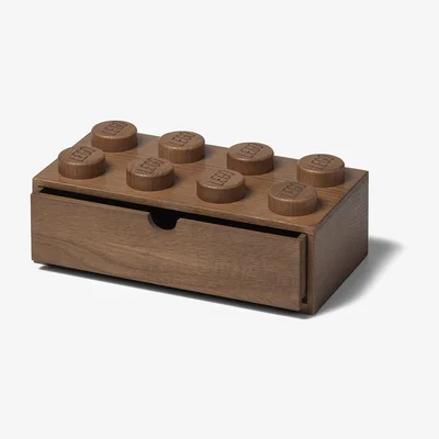 Olivia's LEGO 2 x 4 Wooden Desk Drawer Dark Stained