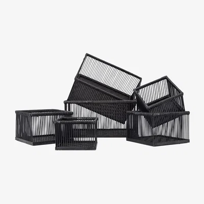 Olivia's Gallery Interiors Set of 6 Weaver Baskets Black