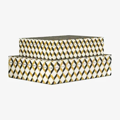 Olivia's Richmond Interiors Frences Set of 2 Storage Boxes in Gold