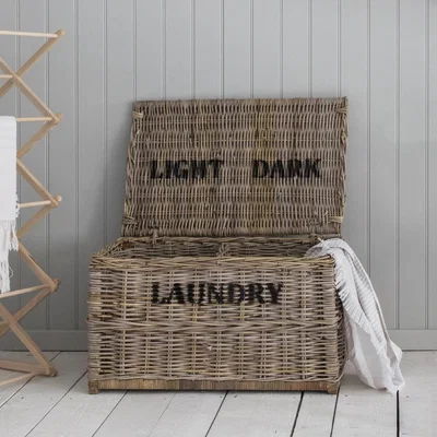 Olivia's Garden Trading Dark and Lights Laundry Chest in Rattan