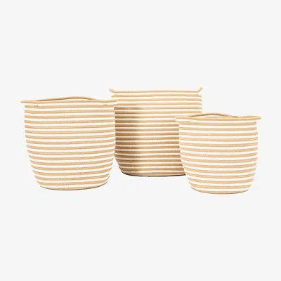 Olivia's Gallery Interiors Set of 3 Bindi Striped Basket in Black