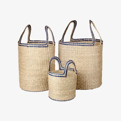 Olivia's Broste Copenhagen Set of 3 Lykke Baskets in Blue