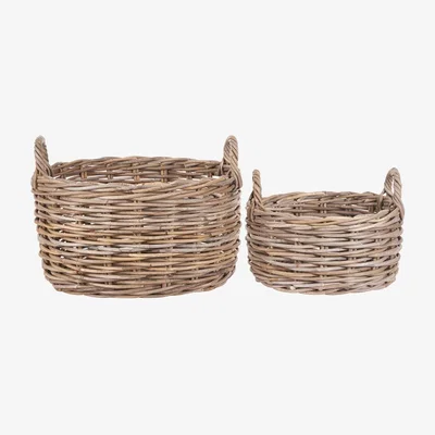 Olivia's Olivia'a Set of 2 Kobi Oval Baskets in Grey