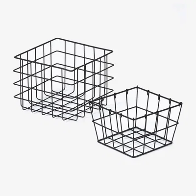 Downtown Esselle Addiscombe Set of 2 Square Nested Baskets - Black