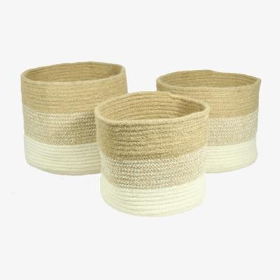 Downtown Esselle Barking Set of 3 Jute Nested Baskets - Cream