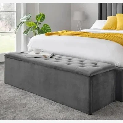 Downtown Julian Bowen Ravello Blanket Box - Dark Grey Velvet In DarkGrey