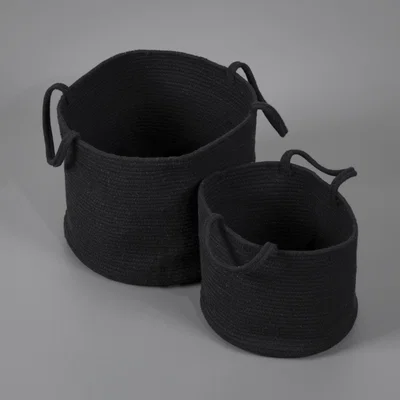 Downtown Esselle Beckton Set Of 2 100 Cotton Baskets - Black