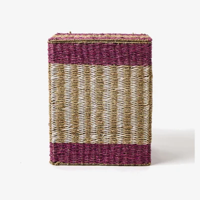 Oliver Bonas Pink Stripe Seagrass Laundry Basket Large