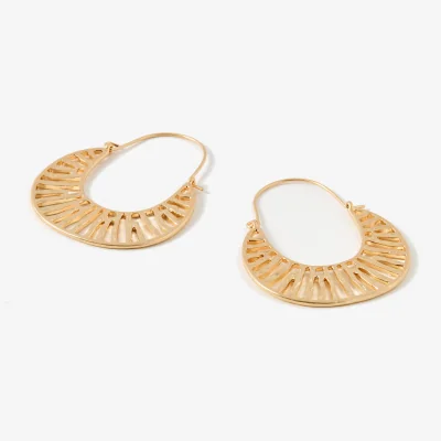 Oliver Bonas Candice Cut-Out Basket Gold Tone Hoop Hook Earrings