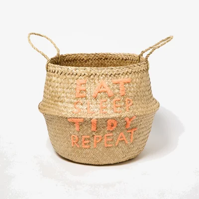 Oliver Bonas Eat Sleep Tidy Repeat Seagrass Storage Basket