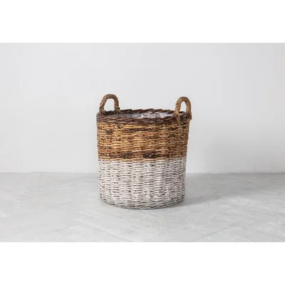 Perch and Parrow Uma Rattan Basket Set in Natural & White