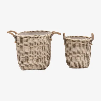 Perch and Parrow Rowan Square Baskets, Set of 2