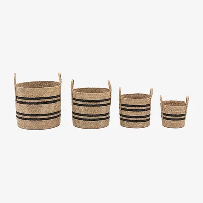 Perch and Parrow Omari Black Stripe Basket, Set of 4