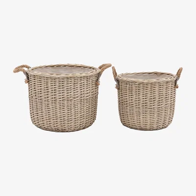 Perch and Parrow Rowan Round Baskets, Set of 2