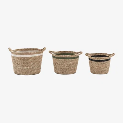 Perch and Parrow Zuri Stripe Basket, Set of 3