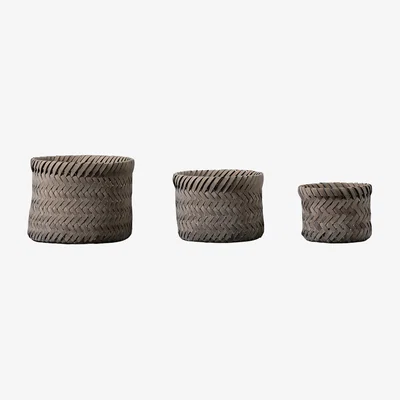Perch and Parrow Harris Basket in Grey - Set of 3
