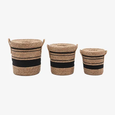 Perch and Parrow Keita Stripe Basket, Set of 3