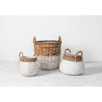 Perch and Parrow Jax Bamboo and Rattan Basket Set of Two