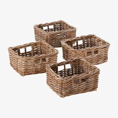 Pagazzi Wovenhill Set of 4 Rectangular Kubu Rattan Storage Baskets