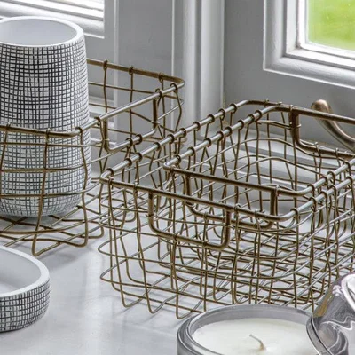 Pagazzi WIRE BASKETS SET OF 3 ANTIQUE BRASS