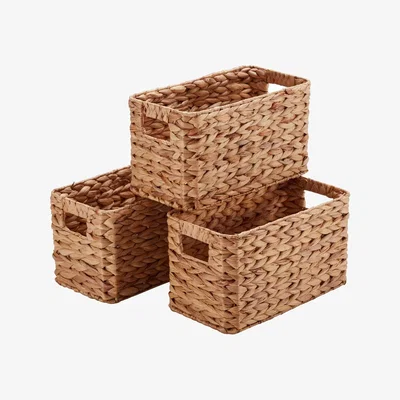 Pagazzi Wovenhill Set of 3 Rectangular Milton Natural Rattan Storage Baskets