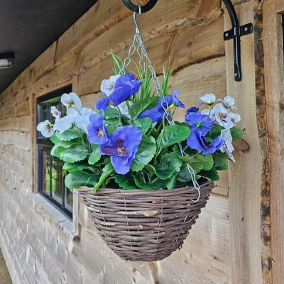 The Range Best Artificial Pansy Hanging Basket - Lilac