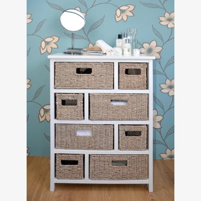 The Range Tetbury Storage Unit with 8 Baskets - White